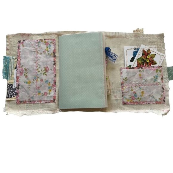 Writing Junk Journal Vintage Style Fabric Cover Diary Includes Ephemera No 17 u - Picture 6 of 16